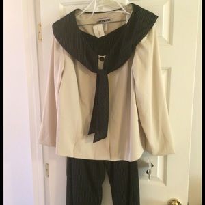 Suit, sz 22 but could fit sz 20, black and cream