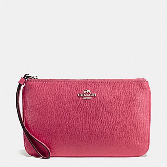 Coach Handbags - Coach Large Wristlet Crossgrain Leather Pink