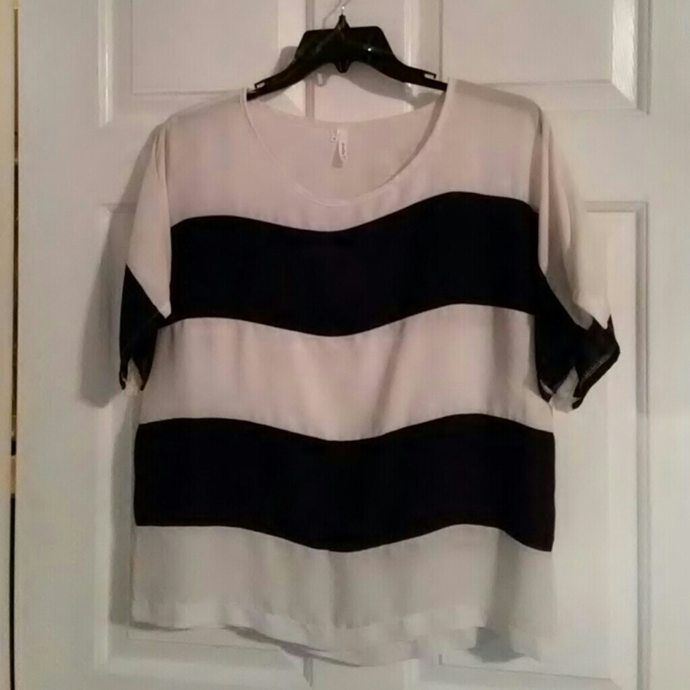 Black and white sheer top