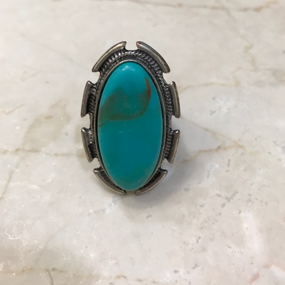 American eagle turquoise and silver ring