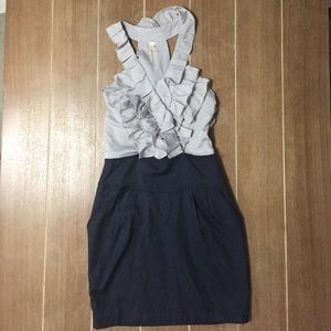Pretty navy and grey dress with pockets