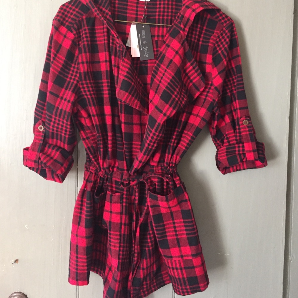 Black and red flannel jacket