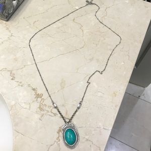 American eagle turquoise and silver long necklace