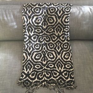 J.Crew Printed Navy and White Ikat Scarf