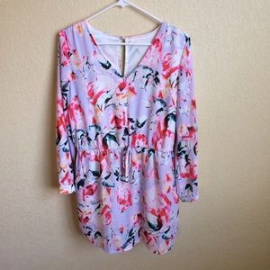 NWOT Lavender Floral Keyhole Tie Waist Dress