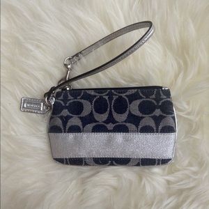 Blue and Silver Coach Wristlet