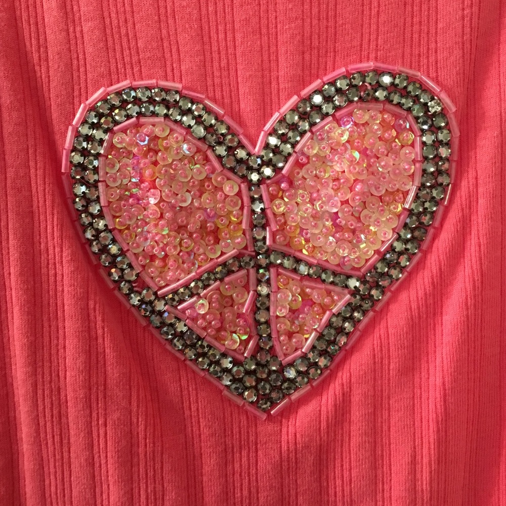 Reserved* Twisted Heart peace jeweled tank top