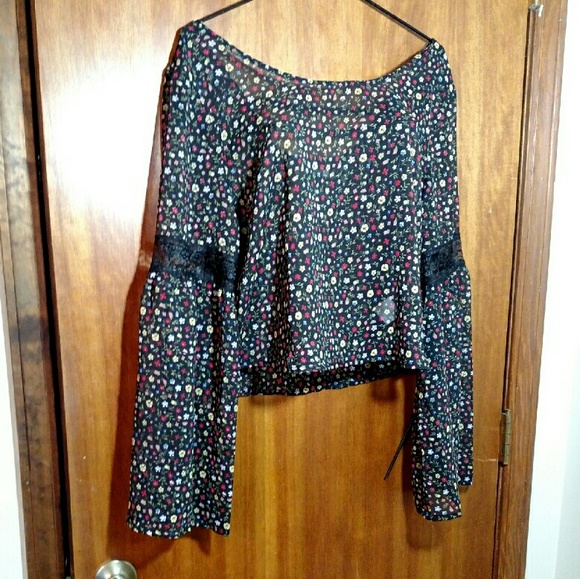 Earthbound Trading Tops - Earthbound Trading Sheer Black Floral Top