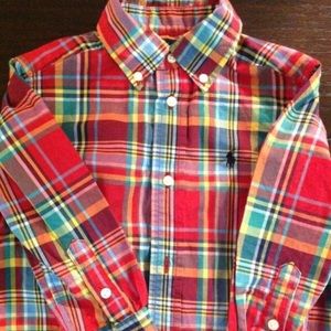 Little boys Ralph Lauren red plaid shirt -2T