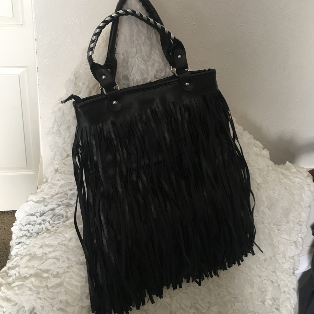 Black Fringe Bag