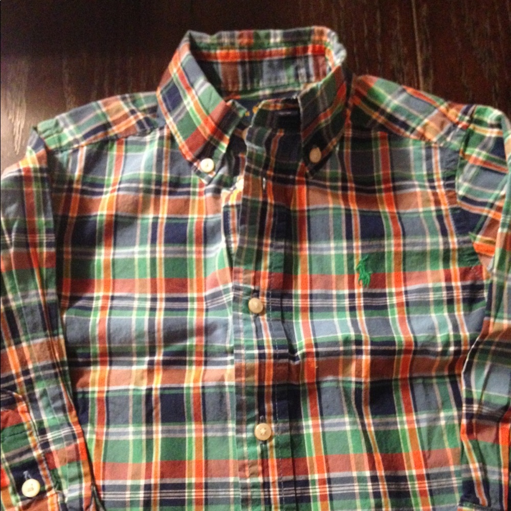 Boys Ralph Lauren blue plaid long sleeve shirt -2T