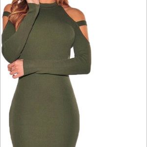 Army Green Off Shoulder Party Dress