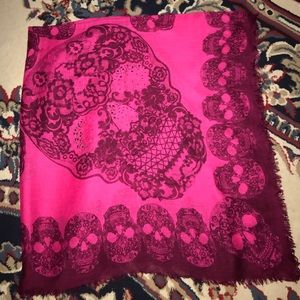 Express studded square shaped skull printed scarf