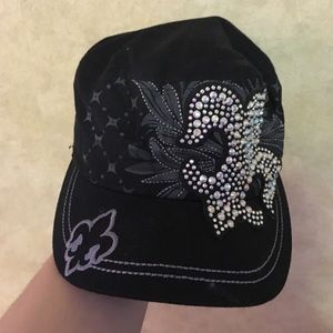 Very cute hat with rhinestone beading!