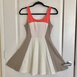 Beige, White and salmon Express dress