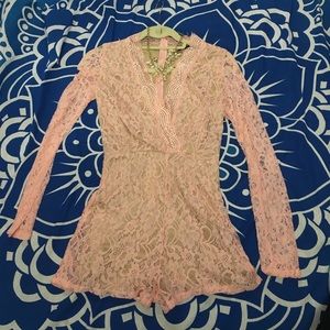 Lace Zip up Romper