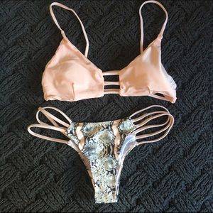 Pink & snakeskin bikini set