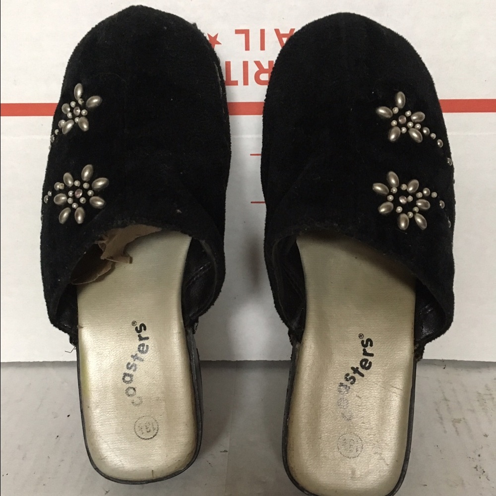 Coasters Suede Black Clog Shoes Girls