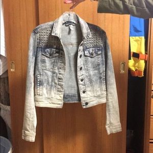Studded distressed jean jacket
