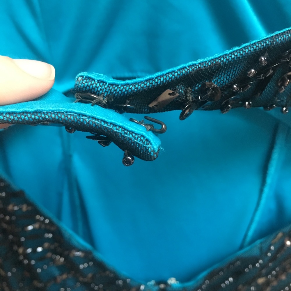 Jeweled Turquoise long prom or formal gown - Picture 4 of 4
