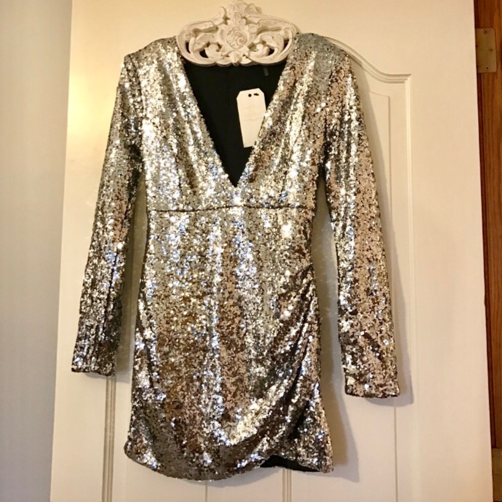 Long Sleeve Sequin Mini Dress