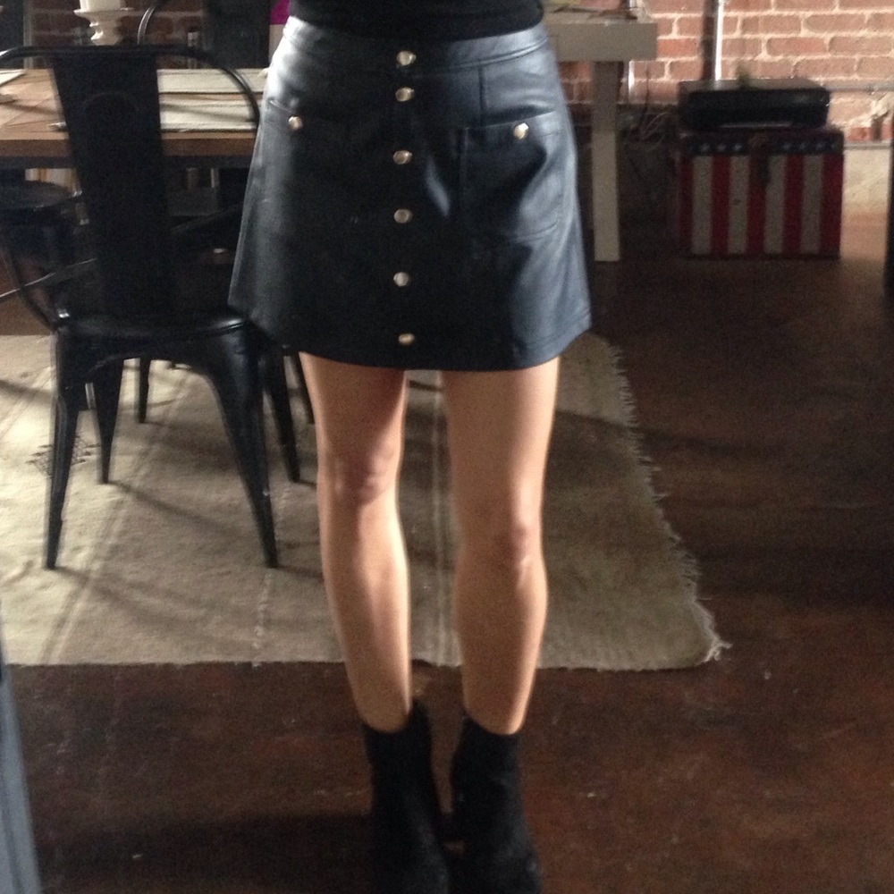 Faux leather A line skirt. No trades