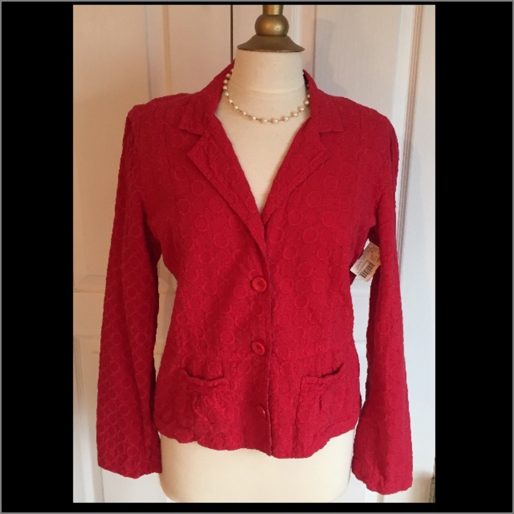 Johnny Was Red Embroidered Jacket-New