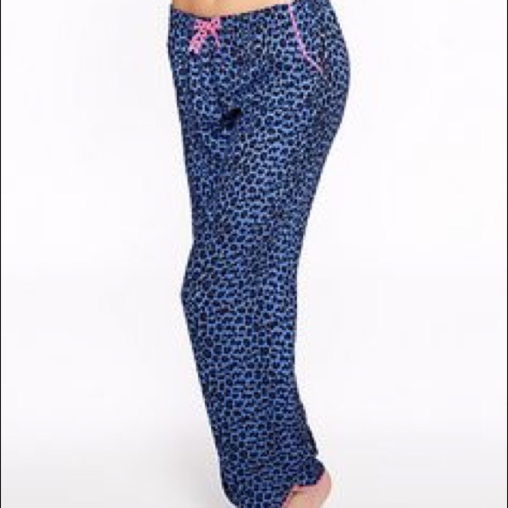 Betsey Johnson blue leopard pajama sleep pants NWT