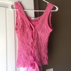 Cache lace tank top