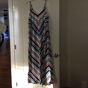 Blue, orange and white maternity dress
