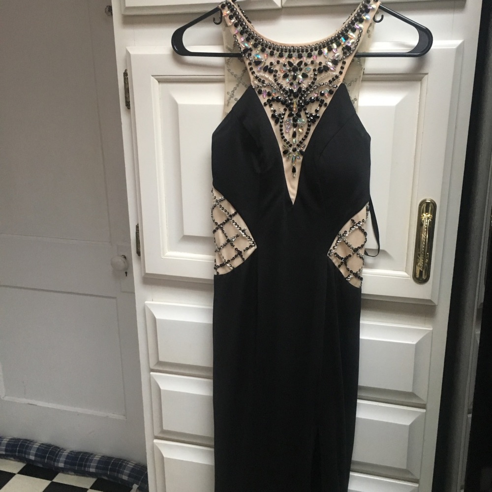 Beautiful beaded black prom or formal dress - Picture 3 of 4
