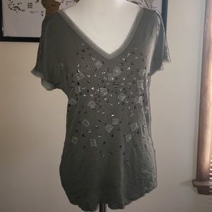Olive Sequin Top