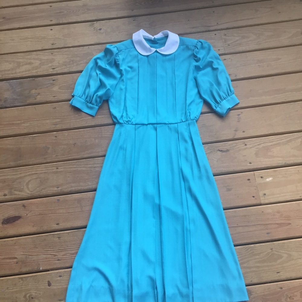 ⚡️SOLD ⚡️Teal Adorable Pleated Vintage Dress - Picture 1 of 4