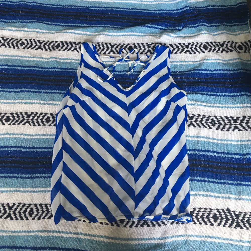 Blue and white tank top