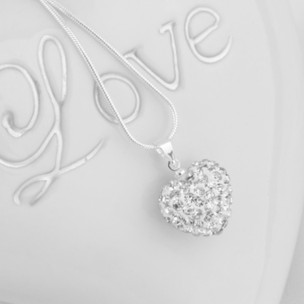 925 Sterling Plated Rhinestone Heart Necklace