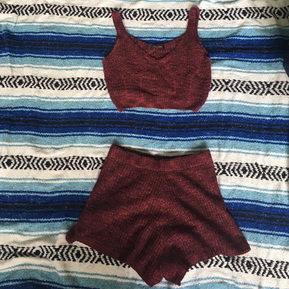 Red two piece outfit