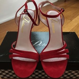 Delman Lipstick Red Kidsuede Heels