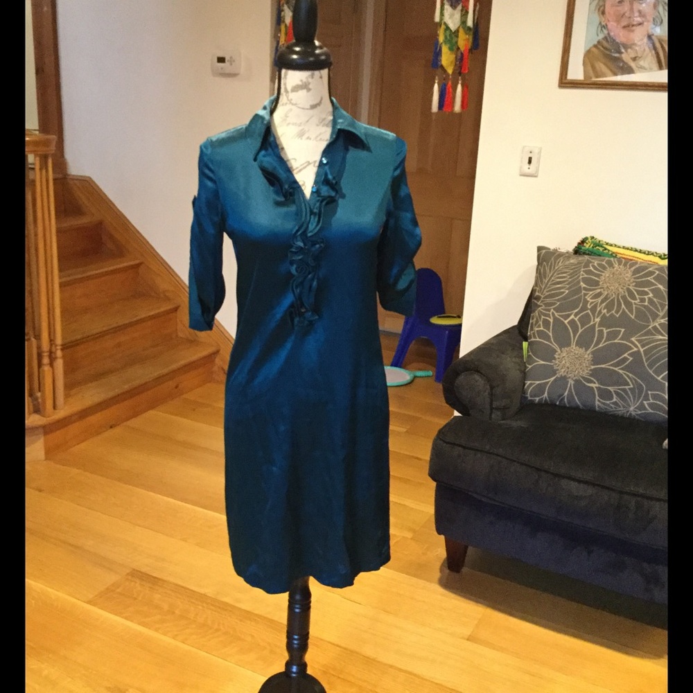 Express XS teal satin dress