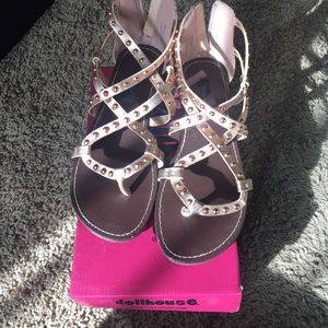 Rose gold studded metallic sandals
