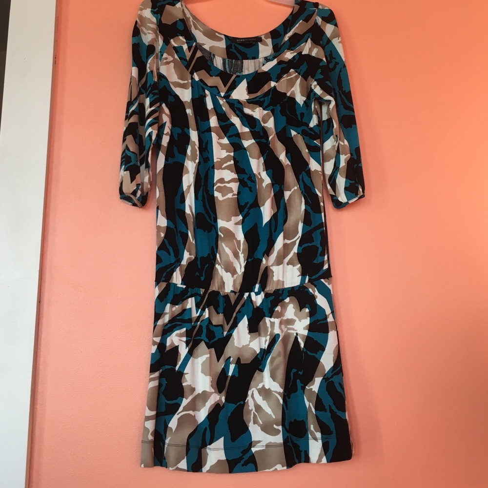 BCBG Blue & Brown Dress