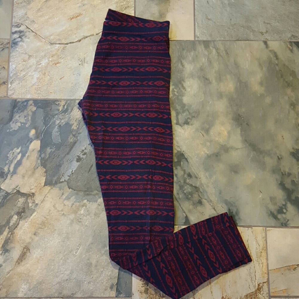 Navy & Maroon Stripe Leggings
