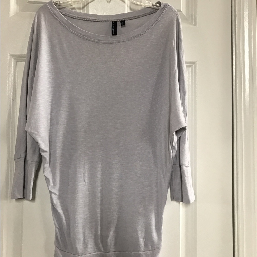 4 tops light grey, orange,navy and dark grey