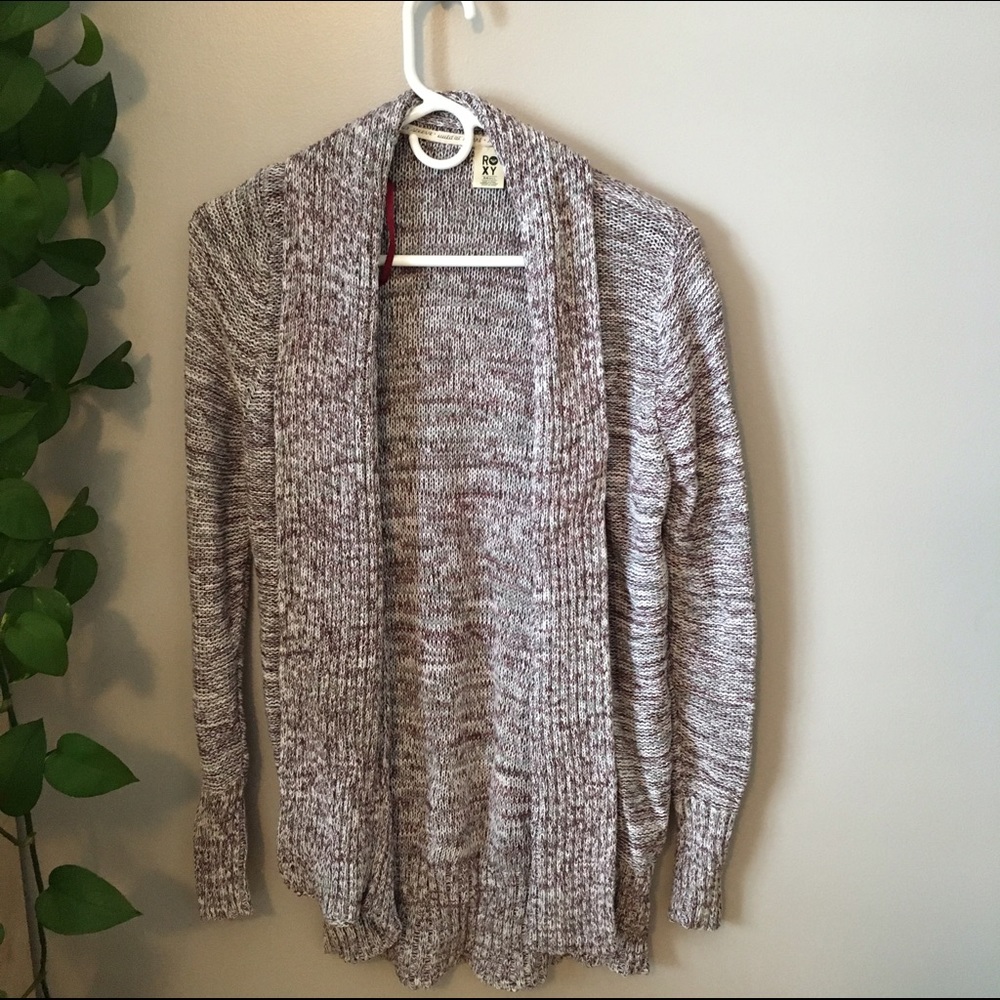 Rosy burgundy and white cardigan