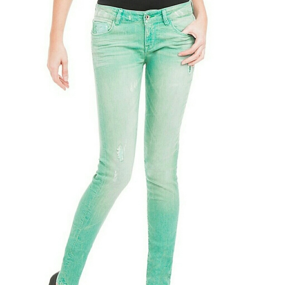 Guess Green Abyss Skinny Ankle Jeans Size 27