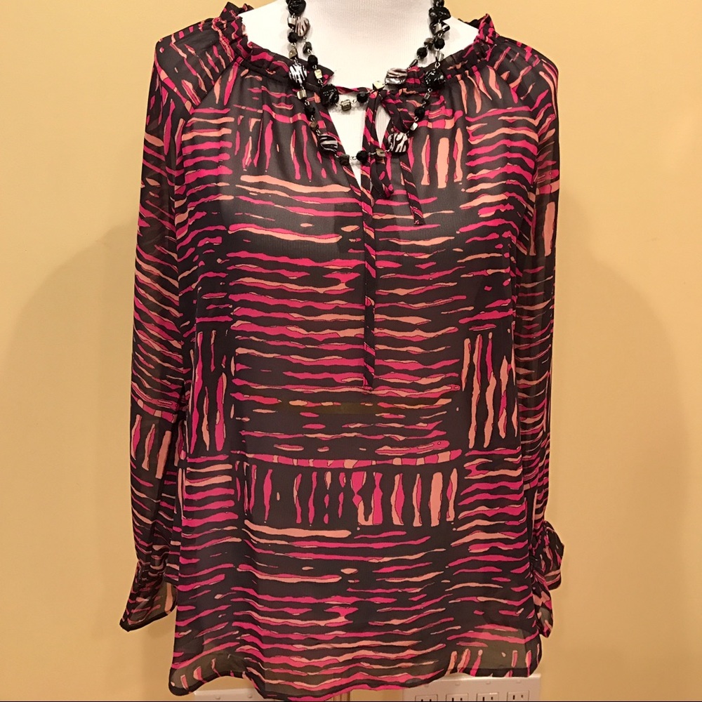 Ann Taylor LOFT Pink/Gray Blouse