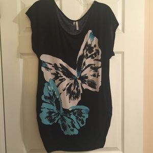 Black Blouse Embellished with Butterflies