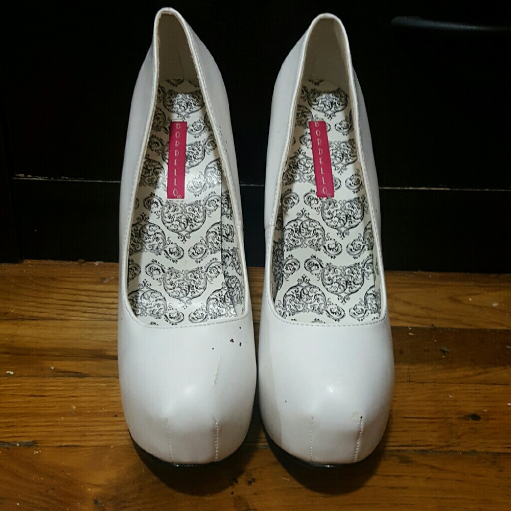 White Bordello Pumps