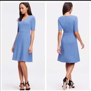 Ann Taylor Blue Textured Knit Flare Dress