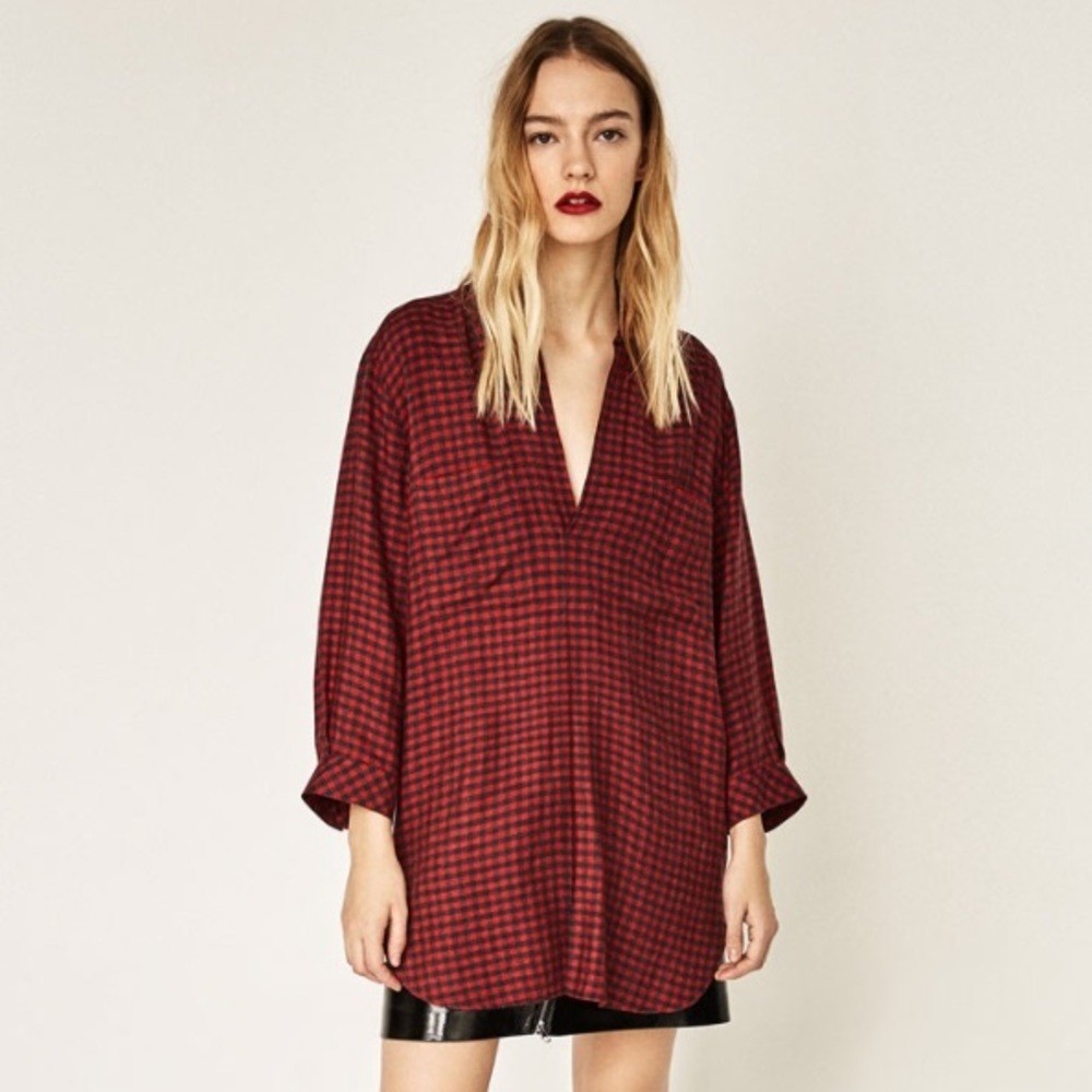 Zara Checked Blouse XS