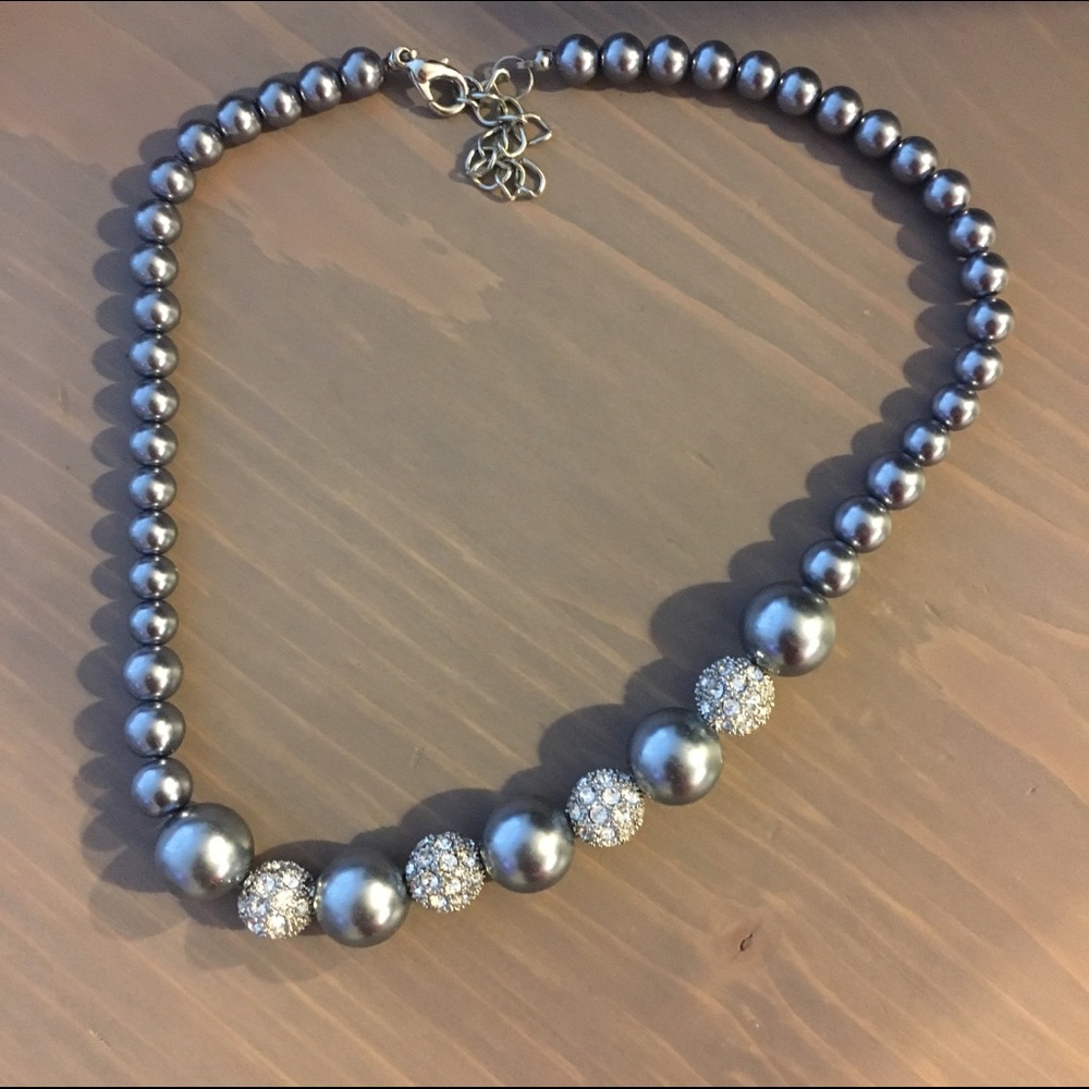 Diamond and blue balled necklace